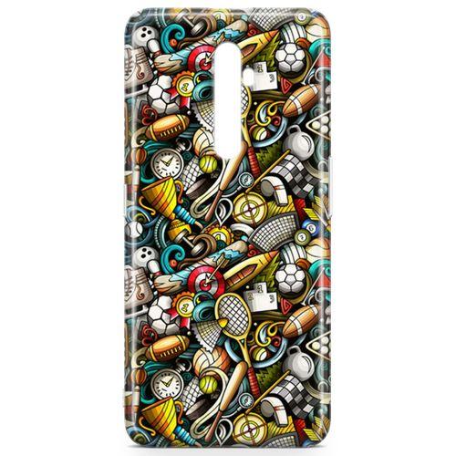 Oppo Reno2 Z 2019 Kılıf Basket Futbol Doodle Arka Kapak Koruma Desenli Full Koruyucu