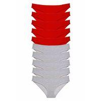 10 adet Süper Eko Set Likralı Kadın Slip Külot Kırmızı Gri