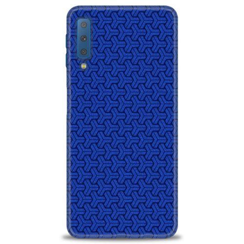 Samsung Galaxy A7 2018 Kılıf HD Baskılı Kılıf - Mavi Örüntü + Tam Ekran Koruyucu