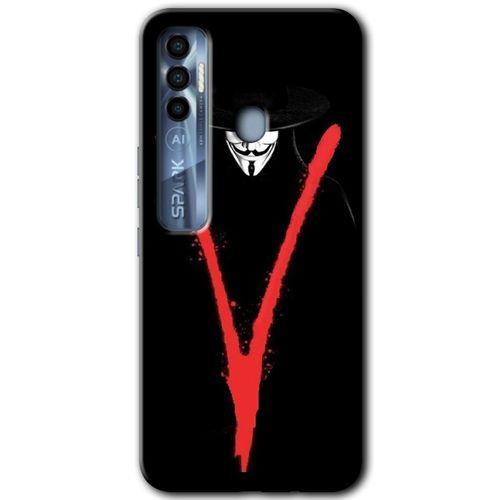 Tecno Spark 7 Pro Kılıf HD Desen Baskılı Arka Kapak - V for + Kırılmaz Cam