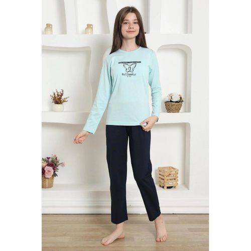 Kız Çocuk Penye Pijama Takım Su Yeşili