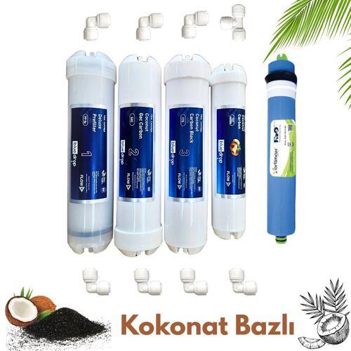 Hyperwell Bluedrop Genel Markalar İçin Premium 5'li İnline Filtre Seti - Kokonat Bazlı