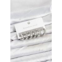 316L Çelik Gümüş Renk Su Yolu Halka Küpe Seti - TJ-BKP11523