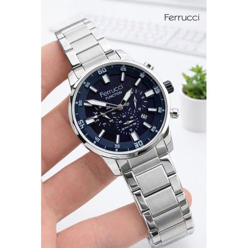 Ferrucci İç Fonksiyonları Aktif 30mt Suya Dayanıklı Çelik Kordon + Bileklik Hediyeli Erkek Kol Saati VS.BLKT.0956
