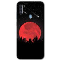 MRCİLETİSİM Samsung Galaxy M11 Kılıf HD Desen Baskılı Arka Kapak + Temperli Cam - Kanlı Ay