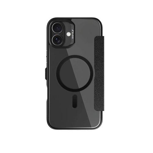 Apple iPhone 16 Plus Kılıf M-safe Şarj Özellikli Vegan Deri Tasarımlı Şeffaf Arka Yüzey Kartlıklı Raptic Urban Folio Serisi Kapak