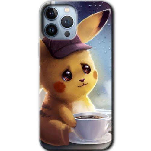 iPhone 13 Pro Max Kılıf Baskılı Kapak - Üzgün Pikaçu + 5D Tam Kaplayan Cam