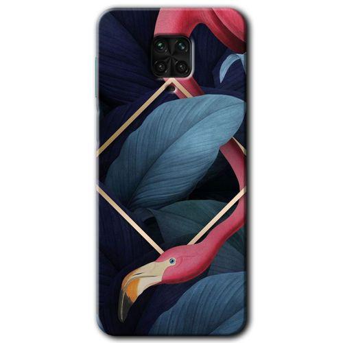 BeRa Aksesuar Xiaomi Redmi Note 9 Pro Kılıf Baskılı Kapak - Flamingo Yaprak +Tam Kaplayan Mat Seramik