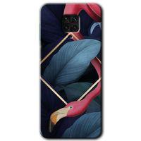 BeRa Aksesuar Xiaomi Redmi Note 9 Pro Kılıf Baskılı Kapak - Flamingo Yaprak +Tam Kaplayan Mat Seramik