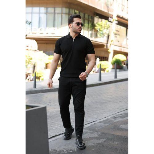 Erkek Fermuarlı Yakalı Kısa Kollu Tshirt