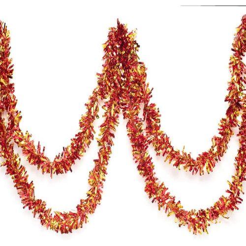 Kırmızı Altın Renk Garland Çift Renk Sim Süs