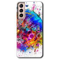 MRCİLETİSİM Samsung Galaxy S21 Kılıf HD Desen Baskılı Arka Kapak + Temperli Cam - 4K Clock