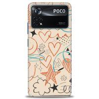 Xiaomi Poco X4 Pro 5G Kılıf HD Baskılı Kılıf - Notalar Turuncu + Tam Ekran Koruyucu
