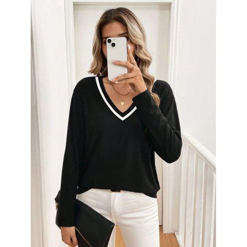 Kadın Uzun Kollu V Yakalı Viskon Iki Iplik Bluz