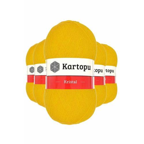 5 Adet Kristal Çift Katlı El Örgü Lif İpi Koyu Sarı K320