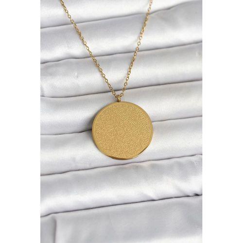 316L Çelik Gold Renk Ayetel Kürsi ve Allah Yazılı Kolye