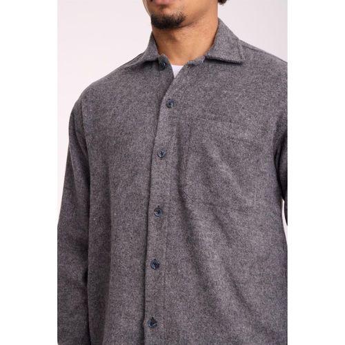 Frankel Kaşe Kumaş Tek Cepli Relaxed Fit Erkek Gömlek - Açık Gri