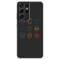 Galaxy S21 Ultra Kılıf HD Desen Baskılı Arka Kapak - Avengers Minimalism + Kırılmaz Cam