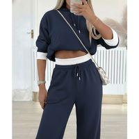 Kadın Uzun Kollu Kapşonlu Viskon Iki Iplik Füme Bluz Ve Pantolon Ikili Takım