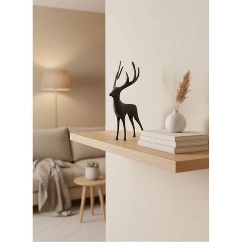 Geyik Figürü Gri Modern Salon Ve Raf Dekoru