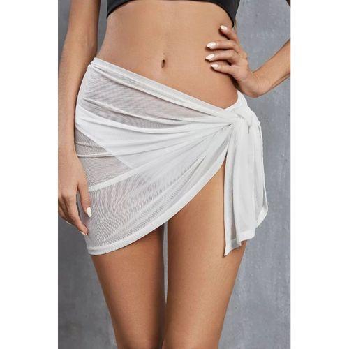 Kadın Beyaz Transparan Belden Bağlamalı Pareo