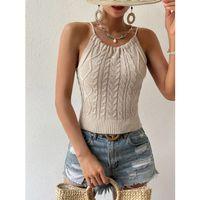 Kadın Kolsuz Sırt Dekolte Detay Askılı Triko Bluz