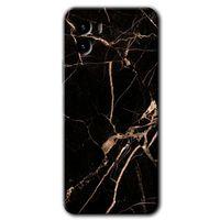 MRCİLETİSİM Vivo Y15s Kılıf HD Desen Baskılı Arka Kapak + Temperli Cam - Siyah Gold Mermer