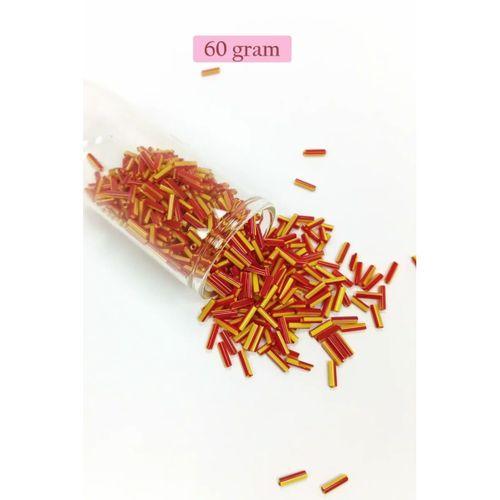 Uzun Boru Kesme Boncuk Çap 2mm Uzunluk 10 mm - 60 Gram - Sarı Kırmızı - BNC274