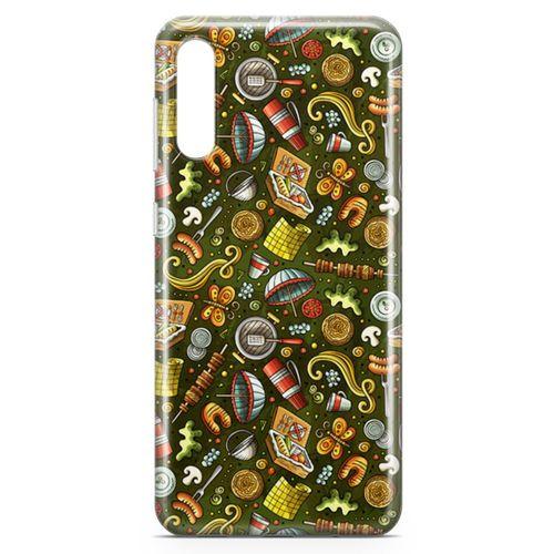 Samsung Galaxy A50 Kılıf Barbekü Doodle Arka Kapak Koruma Desenli Full Koruyucu