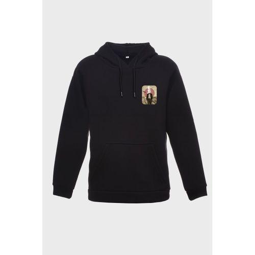 Yakanın Altında Minimal Baskılı  Üç İplik Sweatshırt Oversıze Hoodıe