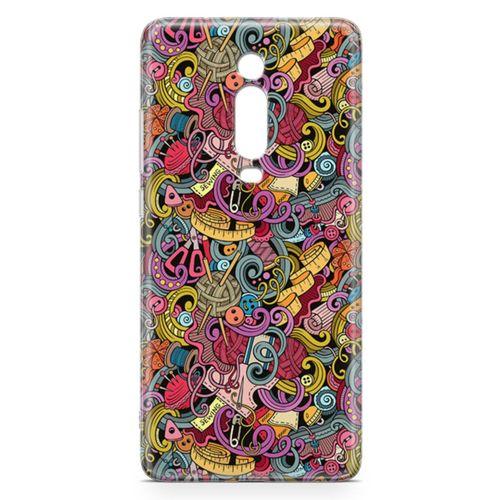 Xiaomi Redmi K20 Pro Premium Kılıf Doodle Dikiş Makinesi Arka Kapak Koruma Desenli Full Koruyucu