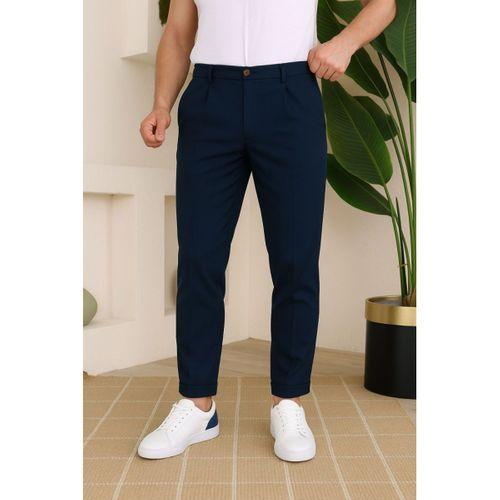 Erkek Belden Düğmeli Cepli Dokuma Pantolon