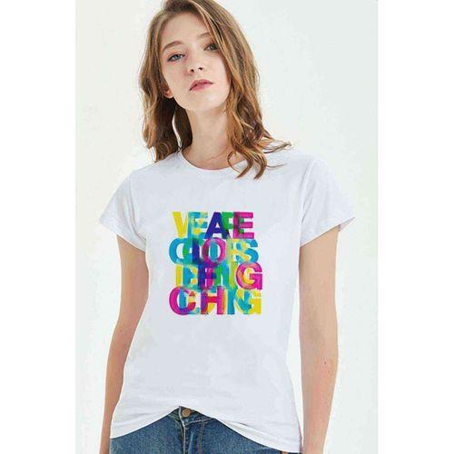Color Design Baskılı Beyaz Kadın Tshirt
