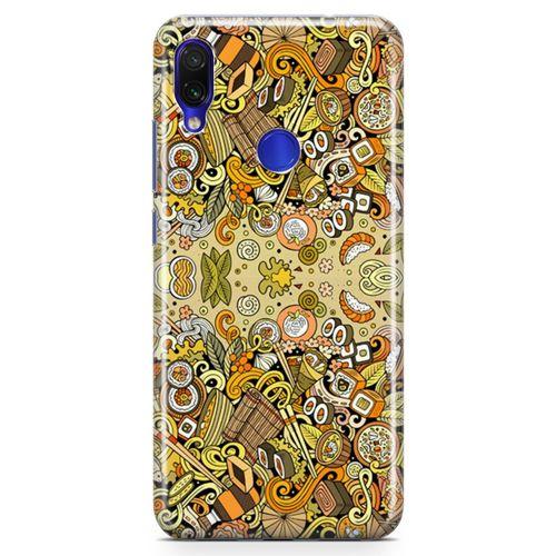 Xiaomi Redmi Note 7 Pro Kılıf Japon Yemekleri Doodle Arka Kapak Koruma Desenli Full Koruyucu
