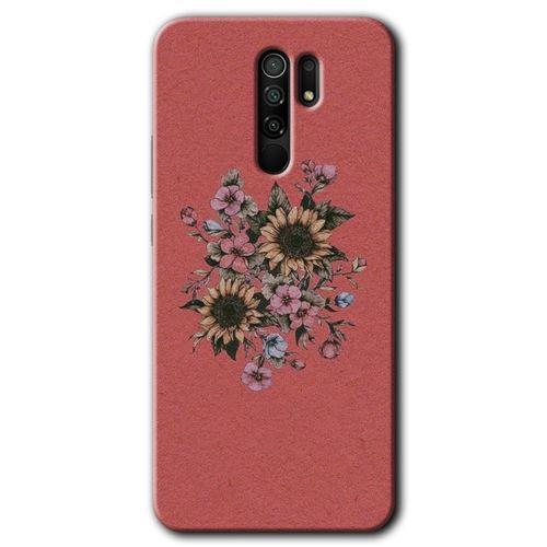 BeRa Aksesuar Xiaomi Redmi 9 Kılıf Baskılı Kapak - Retro Çiçek +Tam Kaplayan Mat Seramik