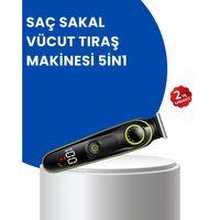 Uzun Pil Ömürlü Led Göstergeli Erkek Bakım Seti 5-in-1 Saç Sakal Tıraş Makinesi