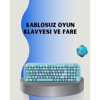 Retro Tarz Kablosuz Klavye Mouse Seti – 104 Tuşlu, Ergonomik Tasarım
