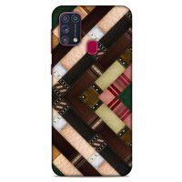 Samsung Galaxy M31 Kılıf Patchwork (7) Telefon Kılıfı Koyu Kahverengi