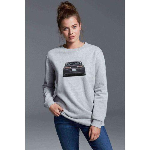 Toyota Supra A80 Baskılı Gri Kadın Sweatshirt