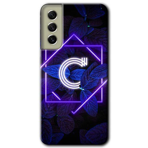 Samsung Galaxy S21 FE Kılıf Baskılı Kapak - Dark Neon Yaprak C Harfi +Tam Ekran Koruyucu