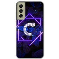 Samsung Galaxy S21 FE Kılıf Baskılı Kapak - Dark Neon Yaprak C Harfi +Tam Ekran Koruyucu