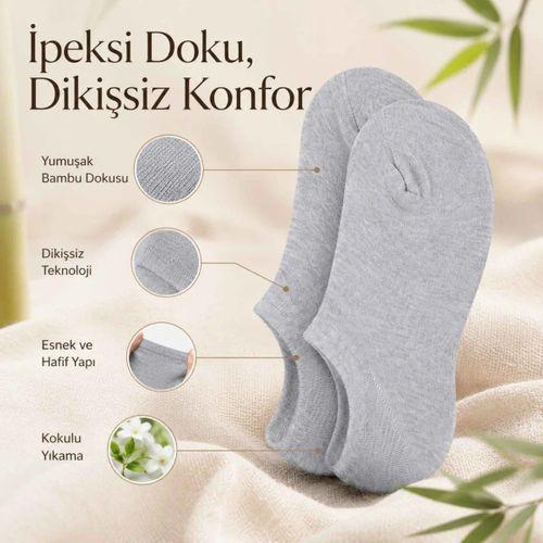 Erkek Bambu 12’li Dikişsiz Babet Çorap Siyah Beyaz Gri Görünmez Sneaker Çorap Nefes Alan Yumuşak