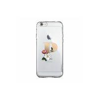 iPhone 6 Plus / 6s Plus Şeffaf Kılıf Gold Renkli Çiçekli P Harfli Desenli