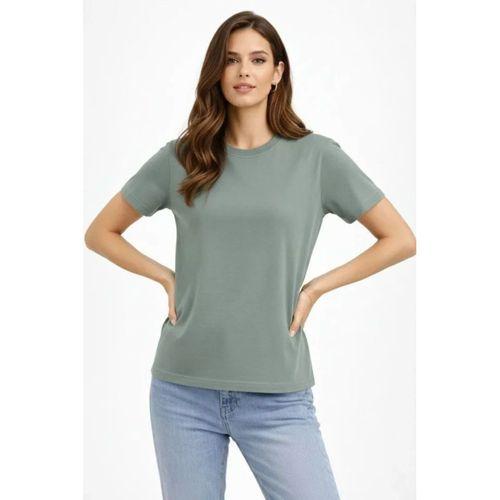 Bisiklet Yaka Tişört Regular Kalıp Basic Pamuklu Günlük Kullanım T-shirt - Mint Yeşili