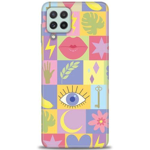 Samsung Galaxy M22 Kılıf HD Baskılı Kılıf - Tek Göz + Tam Ekran Koruyucu