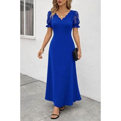 Kadın Kısa Kollu V Yakalı Uzun Janjan Elbise