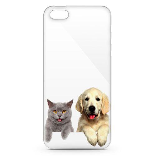 Apple iPhone SE Kılıf Scottish Fold Kedi Ve Köpek Arka Kapak Koruma Desenli Full Koruyucu