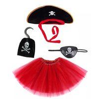 Korsan Şapkası Eteği Kancası ve Göz Maskesi Kostüm Seti Kız Çocuk