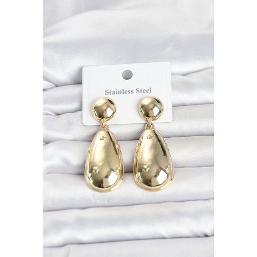 316L Çelik Gold Renk Damla Model Kadın Küpe