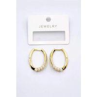 İncili Taşlı Halka Küpe - Altın